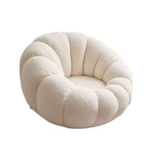 Sillón de Salón de Diseño Nórdico Moderno y Lujoso, Tapizado en Terciopelo, con Forma de Calabaza, Sillón Individual de Tela de Lana para el Hogar, Oficina, Dormitorio, Hotel - Product Image 4