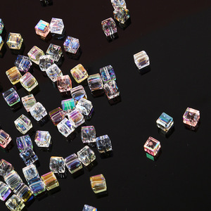 Cuentas de cristal de arcilla coloridas de 6/8mm, Cubo de bola de taladro de agujero grande, cuentas sueltas facetadas para hacer joyería DIY, pulsera - Product Image 6