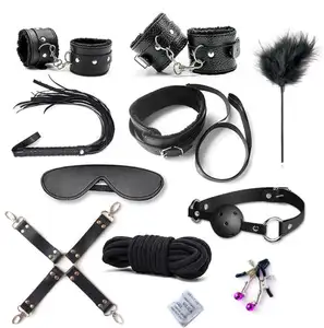 Hot Selling 10 Stück Leder Sexspielzeug BDSM Bondage Fesseln Kit für Paare