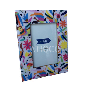 Wholesale Atiqco Model 789069 Souvenir Luxury Home Decor Sea Blue <b>Wood</b> Photo <b>Frame</b> Holder White Floral Design <b>Picture</b> <b>Frame</b> Case - Product Image 6