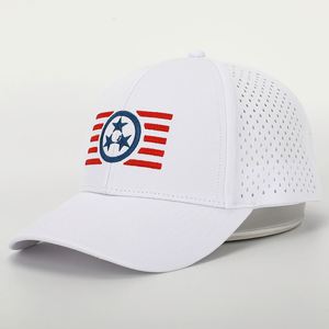 Gorra de Béisbol Deportiva Personalizada de Alta Calidad, 6 Paneles, 100% Poliéster, Logotipo Bordado, Perforada con Corte Láser, Gorra Blanca al por Mayor - Product Image 1