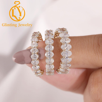 Maßgefertigter Ovaler 5x3 mm Labor-Diamantring Ehering Halbe Ewigkeit Passend 10K 14K Massivgold Labor-Gezüchteter Diamant Jubiläumsring