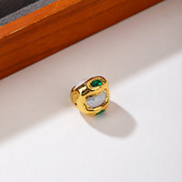 Perle de déclaration plaquée or 8K, qualité AAAAA, perle baroque avec incrustation de zircon vert et texture martelée, pour la fabrication de colliers et bijoux