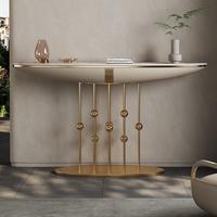 Table console moderne de luxe avec plateau en marbre, design en acier inoxydable, table d'appoint simple pour le salon, meubles pour l'entrée