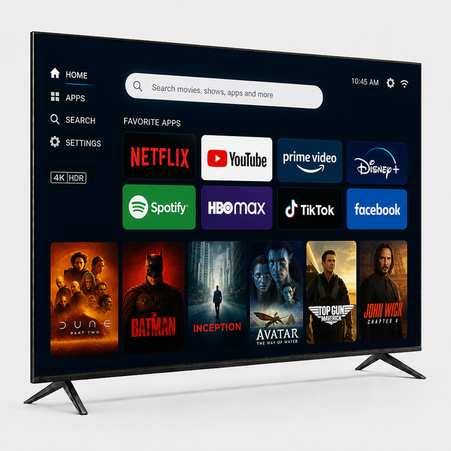Smart LED TV 4K UHD 32 42 55 65 Inch 60Hz Black WiFi Network Television for Home Hotel Living Room