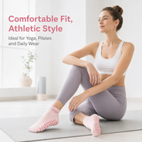 Chaussettes antidérapantes à revers festonné et nœud, semelle intégrale, en coton respirant et écologique, pour yoga et pilates, vente en gros OEM à bas prix