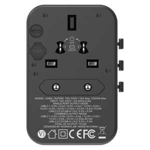 Venta al por mayor <span class=keywords><strong>MOMAX</strong></span> 1-World UA8 PD 100-250V 70W Cargador rápido Adaptador de corriente EE. UU. AU Reino Unido Enchufe DE LA UE Cambiador USB rápido Universal - Product Image 3