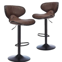 Vente en gros de tabouret de bar à gaz antique style unique en cuir PU chaise de cuisine pivotante haute avec dossier