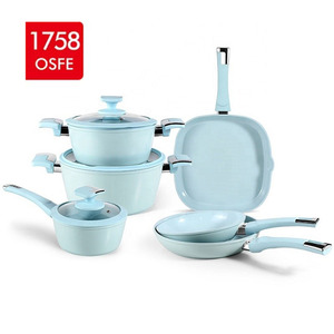 2025 nouvelle haute qualité moderne bleu ciel cuisine porter métal aluminium casseroles antiadhésif ustensiles de cuisine ensembles - Product Image 1