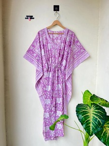 Caftán Largo de Algodón con Estampado Indio para Futura Mamá, Vestido de Playa, Ropa de Dormir, Vestido Maxi Caftán, Cubre Bikini - Product Image 3