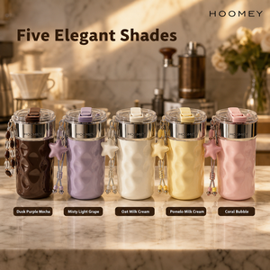 HOOMEY Taza de Café de Cerámica de 350ml con Aislamiento al Vacío de Acero Inoxidable 316, Tapa con Popote para Beber Directo, Fácil de Limpiar, Ideal para Viajes - Product Image 4