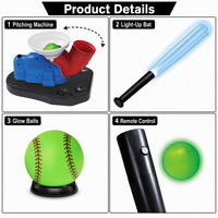 Kinder-Baseball-Pitching-Maschinen-Set mit Fernbedienung, elektrischer Leucht-Schläger und leuchtenden Bällen – Outdoor-Schlagspiel-Geschenk