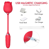 306mm Langer Ergonomischer Vibrator mit 10 Geschwindigkeiten, Zungenstimulator, Klitoris-Sauger, Erweiterungsstab, IPX7 Wasserdicht, Wiederaufladbares Damen-Spielzeug