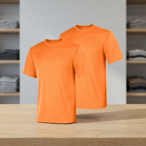 T-shirt de performance premium orange à manches courtes, séchage rapide, évacuation de l'humidité, respirant, coupe classique, pour homme, gym, course à pied - Product Image 4