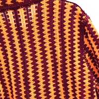 Kemeja Rajut Crochet Pria Kancing Depan Motif Garis Zigzag Kerah Turun Lengan Pendek Kasual Boho Liburan OEM ODM