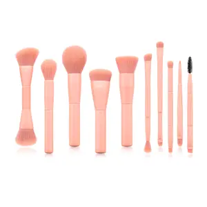 BUEART 10pcs all rose pink cosmetic brush radiation eye shadow brush cross-border exclusive supply makeup brushes