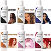 Coloration capillaire semi-permanente à marque privée, teintes vibrantes : noir intense, brun miel, bleu indigo, orange, rose, rouge