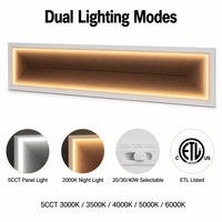 Plafonnier LED Moderne à Montage en Surface, Diffusion Standard Américaine 1x4FT, 5 Températures de Couleur + 3500K Double Mode, Puissance Sélectionnable 20/30/40W, Certifié ETL