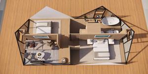 Casa Modular Geométrica de Lujo Estilo Montaña Nevada, Casa Prefabricada Moderna Tipo Tienda de Campaña para Resorts de Alta Gama y Campamentos Boutique - Product Image 2