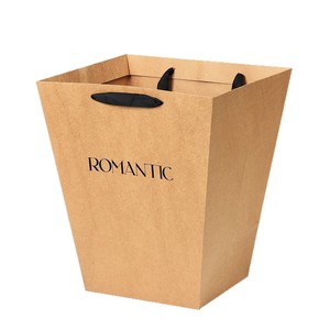 Wholesale Custom Logo Printing Brown <strong>Trapezoid</strong> Flowers Paper <strong>Bags</strong> Recycled Thickened Kraft Retail Paper Gift <strong>Bag</strong> - Product Image 4