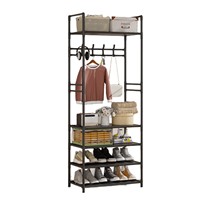 Porte-chaussures et porte-vêtements combinés en métal moderne pour l'entrée, avec démontage et montage