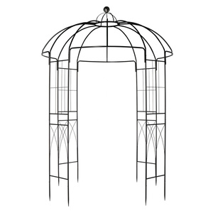 Gazebo en fer forgé DB Iron Arch 207x207x270cm Noir, élément décoratif de jardin facile à assembler, résistant au vent, décoration de cour - Product Image 1