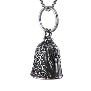 Car Biker Motorcycle Bell Key Chain Heart Cross Feather Wings Angel Bell Key Chain Necklace for Good Luck on the Road Guardian - Product Image 4