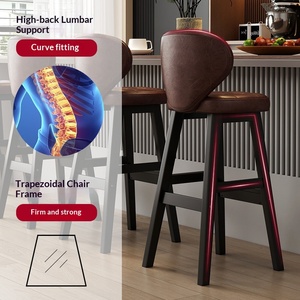 <span class=keywords><strong>Taburete</strong></span> de Bar Moderno de Madera de Lujo Ligero con Respaldo y Patas Altas para el Hogar, Barra de Cocina, Mostrador de Recepción, Caja Registradora - Product Image 6