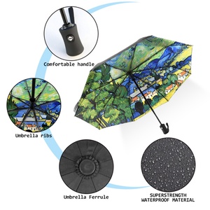 Automatic Open 21 Inch 8K Foldable Windproof UV Protection Fully-automatic Straight 3-Fold Business Gift Travel Outdoor <b>Umbrella</b> - Product Image 2