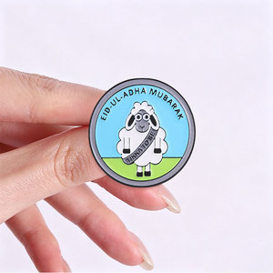 <span class=keywords><strong>Broche</strong></span> en émail mouton Eid Ul Adha, <span class=keywords><strong>broche</strong></span> ronde avec texte de festival, pour décoration de sac à dos - Product Image 2