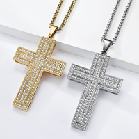 Collier pendentif croix en acier inoxydable plaqué or 18 carats avec zircon brillant, design personnalisé, pour mariage, fiançailles, fête, bijoux