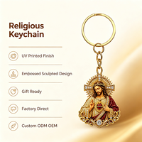Porte-clés personnalisé 2026 en alliage de zinc, Cœur Sacré de Jésus, cadeau religieux simple face, vente en gros