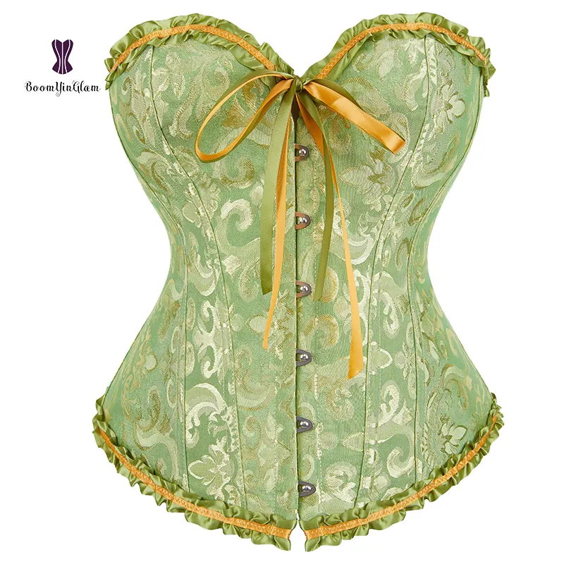 Зеленый корсет для талии, жаккардовая традиционная женская корректирующая одежда, женское корректирующее белье, частная этикетка, корсет на заказ