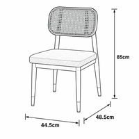 Chaise de salle à manger moderne en rotin nordique avec dossier, coussin bouclé, cadre noir et accents en laiton, pour la maison, le bar et l'appartement - Vente en gros directe usine