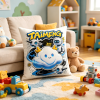 Bantal Lempar Robot Awan Kartun TAIMENG Bahan Poliester Dekorasi Rumah untuk Usia 2 hingga 4 Tahun Kamar Tidur Ruang Tamu Kursi Gaming