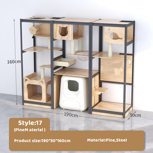 Cat Tree moderno di lusso grande struttura per arrampicata a torre di gatto tappeto legno Cat Tree con custodia nascosta per condominio al coperto - Product Image 5