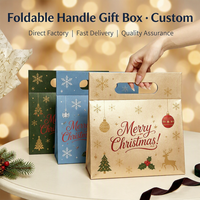 Boîte cadeau magnétique rigide triangulaire de Noël de luxe personnalisée avec poignée découpée, boîtes cadeau pliables pour bijoux