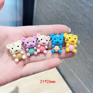 100Pcs Cartoon Cute Tiger Resin Charms Pendants for Earrings Necklace Bracelet Jewelry Making Accessories Flatback Cabochon