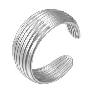Bague large en acier inoxydable plaqué or, étanche, géométrique irrégulière, ajourée, pour femme, style mode - Product Image 4