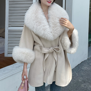 Neu kommende Winter Schal Damen Pelz <span class=keywords><strong>Cape</strong></span> Big Luxus Fox Pelz Kragen Trim Pelz <span class=keywords><strong>Cape</strong></span> - Product Image 4