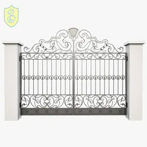Phổ biến chính thiết kế cổng thép trang trí cửa trượt rèn sắt thép mạ kẽm điện duy nhất đôi Swing cổng