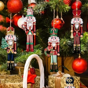 12PCS <b>Nutcracker</b> Wooden Decorative Set <b>Soldier</b> Figurine Hanging Tree Decor - Christmas Gift, Party Decoration And Home Decor - Product Image 3