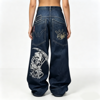 Jean baggy femme en denim bleu délavé, coupe ultra large, taille haute, style vintage, pantalon ample en jean pour femme
