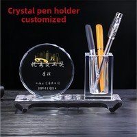 Ornement Bureau Salle D'étude Ensemble 8cm Cristal Verre Porte-Stylo Gravé Réunion Anniversaire Cadeau Amour Fleur Trophée De Noël