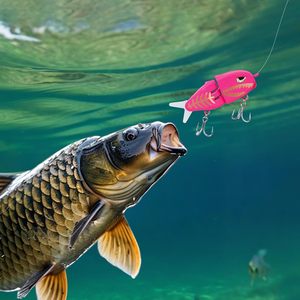 Señuelo de pesca articulado de 60 mm y 6.5 g, de hundimiento lento, 2 secciones, tipo glide bait con cola suave y sonajero, señuelo de pesca pequeño. - Product Image 5