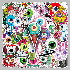 50 autocollants pour yeux créatifs de style horrifique et effrayant, personnalisés, pour skateboards et motos - Product Image 1