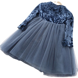 Robe en velours à manches longues pour filles, mode printemps, robe en tulle et dentelle pour jolies princesses, de haute qualité - Product Image 1
