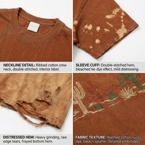 T-shirt personnalisé à bas prix, 100% coton lourd, TKAN921D, décontracté, sport, haute qualité, vintage, effet délavé, coupe ample pour hommes - Product Image 2