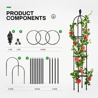 2,1 Meter Hoher Gartenbogen Rankgitter Pflanzenkäfig 5er-Pack Rosen-Garten-Rankhilfen für Topfpflanzen