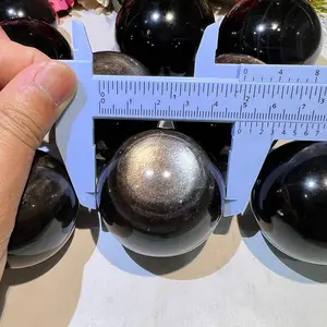 Kindfull Wholesale High Quality Silver Sheen Obsidian Sphere Healing Crystal Quartz Ball For Meditation